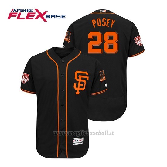 Maglia Baseball Uomo San Francisco Giants Buster Posey Flex Base Entrenamiento De Primavera 2019 Nero